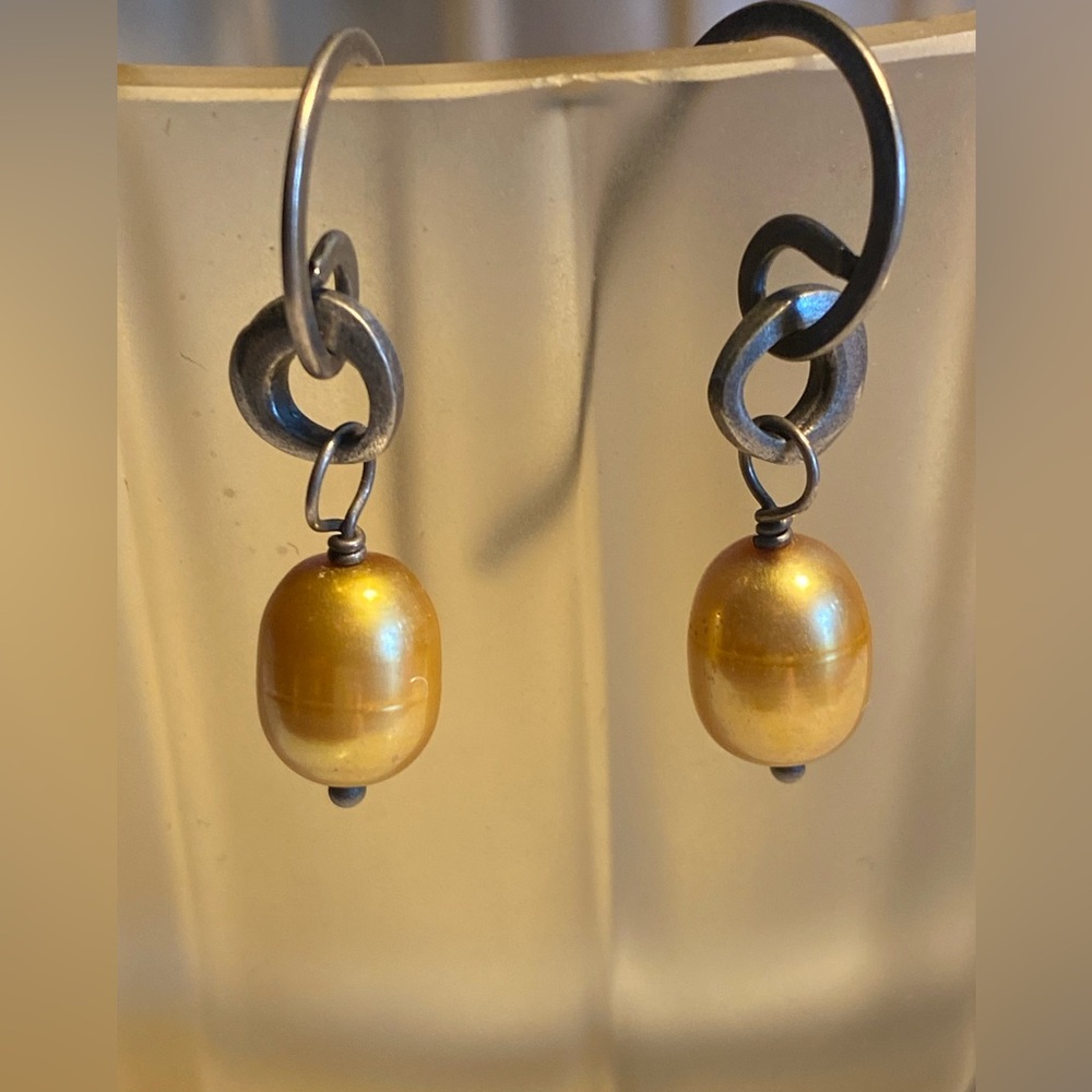 Silpada Elegant Copper Freshwater Pearl Drop Earrings
